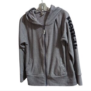Bench Women’s Gray Full Zip Hoodie Logo Sleeve Hooded Sweatshirt Size XL